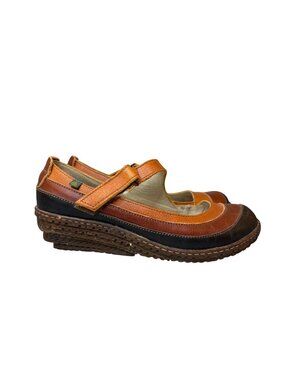 El Naturalista Womens Leather Mary Jane Wedge Shoes Size 40 Brown & Orange